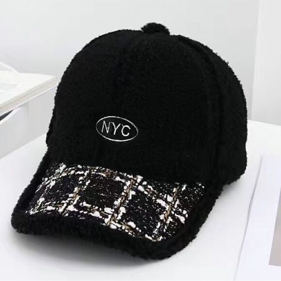 NoraCora Accessories - NYC plush Baseball cap . Velcro strap for sizing. Fits most .Polyester.